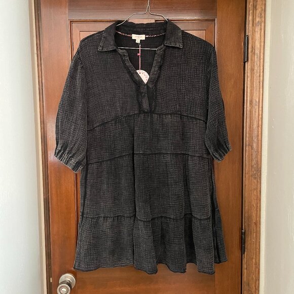 Size Large Umgee snow washed cotton gauze dress in Ash - Picture 1 of 14